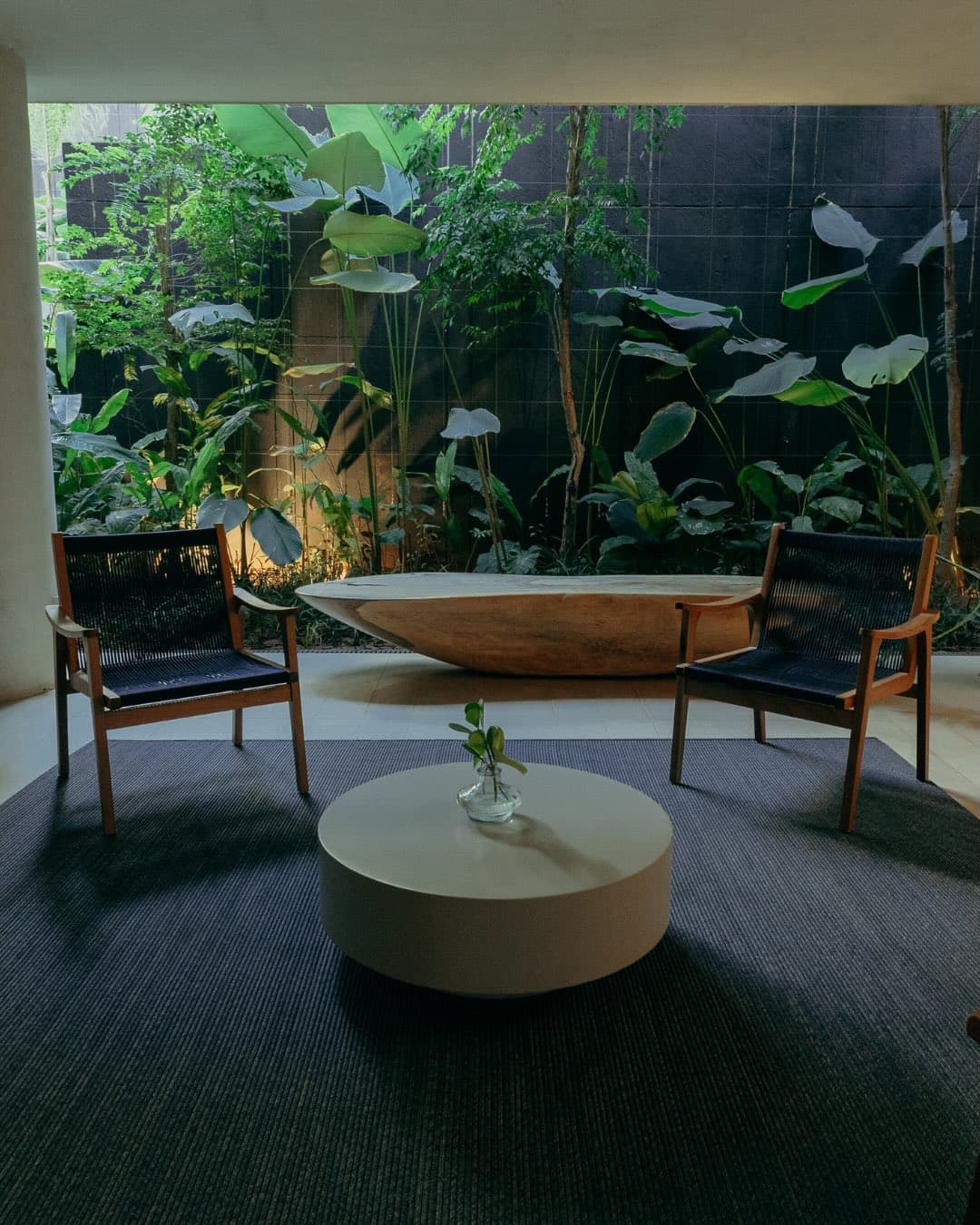 Sala de estar com jardim integrado